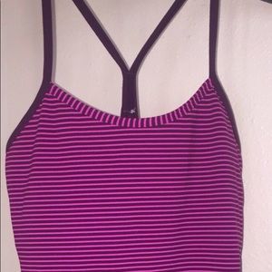 Lululemon Maroon & Bubble gum striped Power Y Tank
